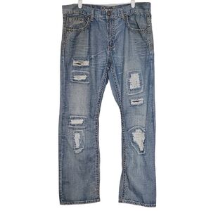 7151 * Royal Premium Distressed Jeans Medium Wash Denim Size 36x30